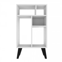 Manhattan Comfort 190AMC205 Warren Low Bookcase 3.0 with 5 Shelves  in White with Black Feet